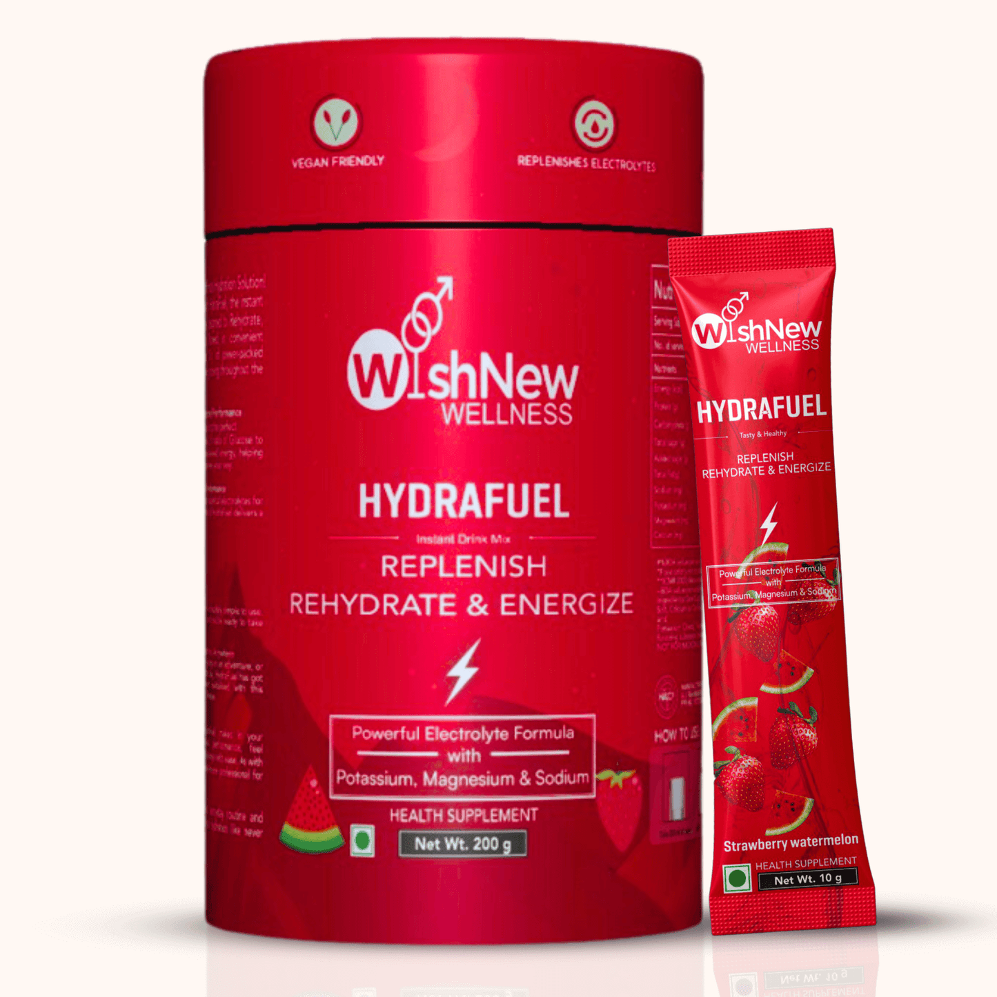WishNew Wellness HydraFuel: Prime Electrolyte Energy Workout Drink Mix | Get Daily Hydration & Instant Energy Boost | Strawberry-Watermelon with natural Sweetness| 20 Sachets | Suitable for Men & Women