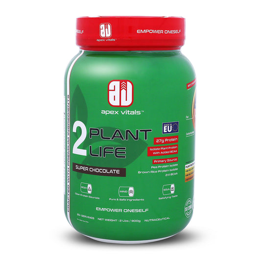 Apex Vitals 2 Plant Life| Plant Protein Powder for Men & Women| Organic Pea & Brown Rice Isolate| 27g protein + 2000mg BCCA| Made in EU| FDA, EFSA & FSSAI Approved| Super Chocolate- 2 lbs.