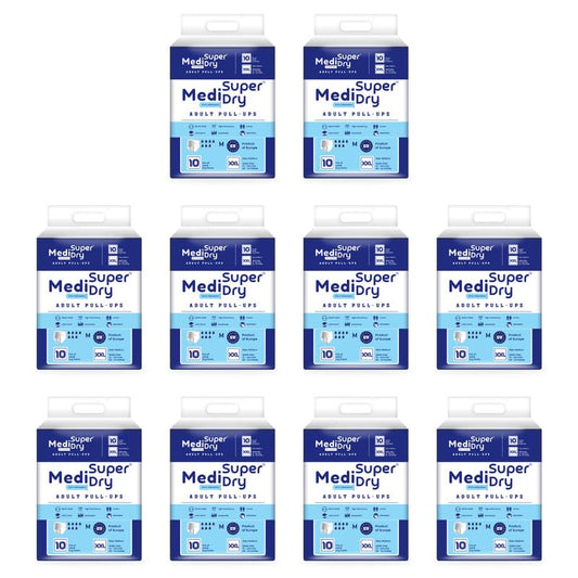 Medisuperdry Adult Diaper Pants | Double Extra Large (2XL) |Waist 152-205 cm (60-80 inches) |High Absorbency -10 Hrs |Leakproof |Breathable |Odourless |Elastic Waist |Men & Women|100 Units, Pack of 10