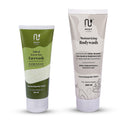 Nuuv Essential Combo - Tulsi & Green Tea Facewash & Moisturizing Bodywash | Daily Glow Duo | Vegan | Paraben-Free | Glow and Hydration | For All Skin Types | 100ml + 200ml