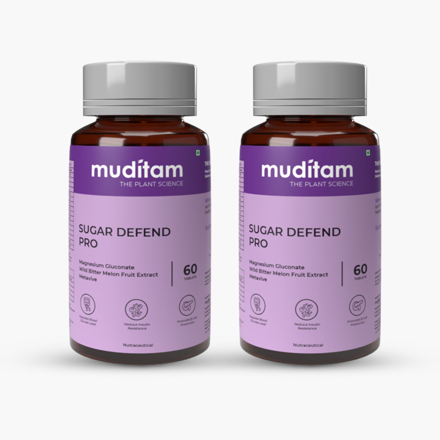 Muditam Sugar Defend Pro | Helps to manage | Weight Management | SUGAR FREE | Helps to regenerate B - cells | Sugar Care Vegan friendly | Pack of 2 Bottle | 120 tablets