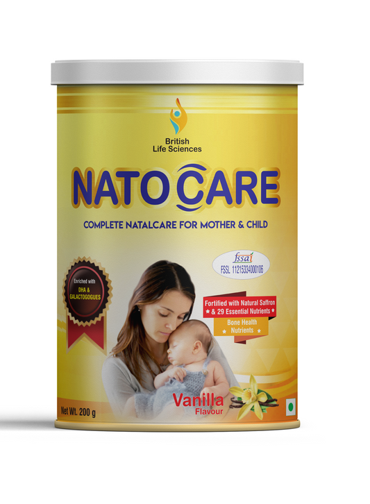 Natocare-Lactation Supplement Powder For Breastfeeding Mothers-Shatavari & Fenugreek Extract To Increase Milk Supply,200G (Vanilla)- British Lifesciences