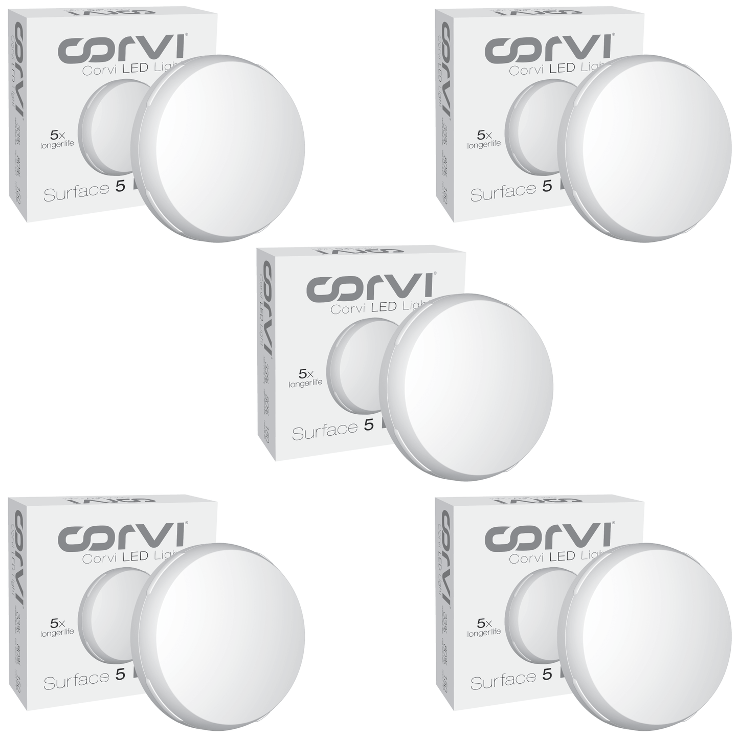 CORVI LED Surface 5 Ceiling Light | 18 Watts illumination using 12 Watts power | Dimmable & Driverless | Backlit for Maximum Output | 3000K Warm White (P5)