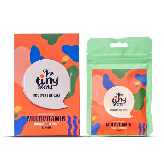 The Tiny Secret Multivitamin Fit Mints | Supports Overall Health | Zero Sugar, Low Fat & Calorie | With 24 Essential vitamins & Minerals | Bubblegum Flavour | 30 Mints