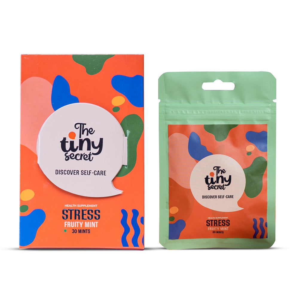 The Tiny Secret Stress Relief Fit Mints | Promotes Relaxation & Calm Mind | Helps Release Stress & Anxiety | With Goodness of Researched Herbal extracts | Fruity Flavour | 30 Mints Pack of 2