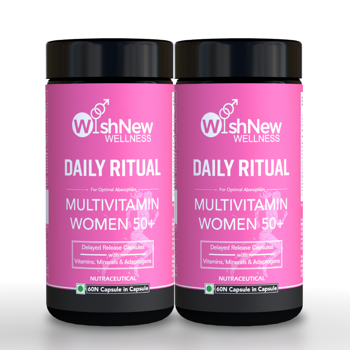 WishNew Wellness Daily Ritual Women's 50+ Multivitamin | Comprehensive Nutrient Blend for Menopause, Skin & Joint Health | 60 Delayed Release Oil Capsules for Optimal Absorption & Wellbeing Pack of 2