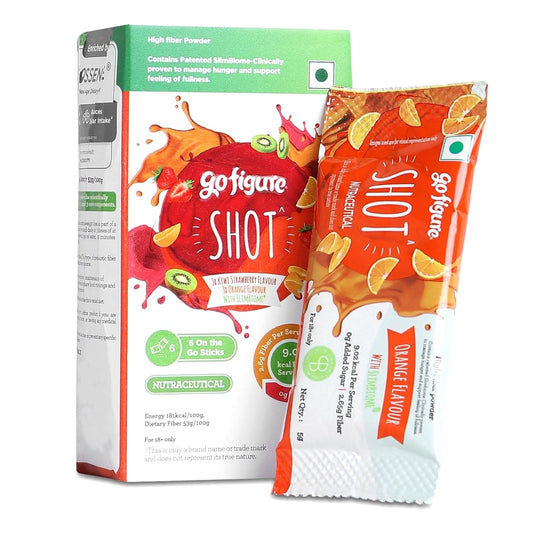 GoFigure Pre Meal Supplement Powder Shot Orange & Kiwi Strawberry Flavor, 6 Sachets (5g Each) | Slimbiome for Weight Loss & Weight Management, Metabolism Support | Appetite Control for Men & Women