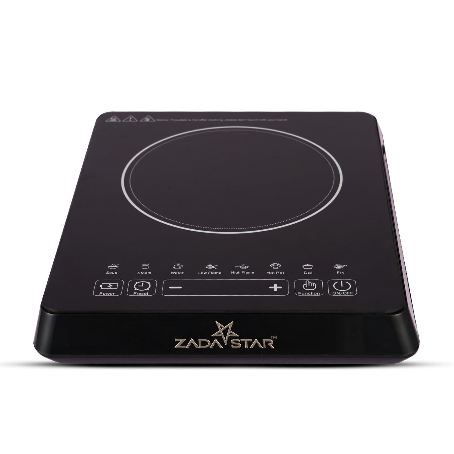 ZADASTAR Zs Touch 2000W Induction Cooktop | Touchscreen Control | 8 Cooking Functions | Built-In Timer | Auto Shut -Off Safety Feature | Bis Certified, Manual, Black