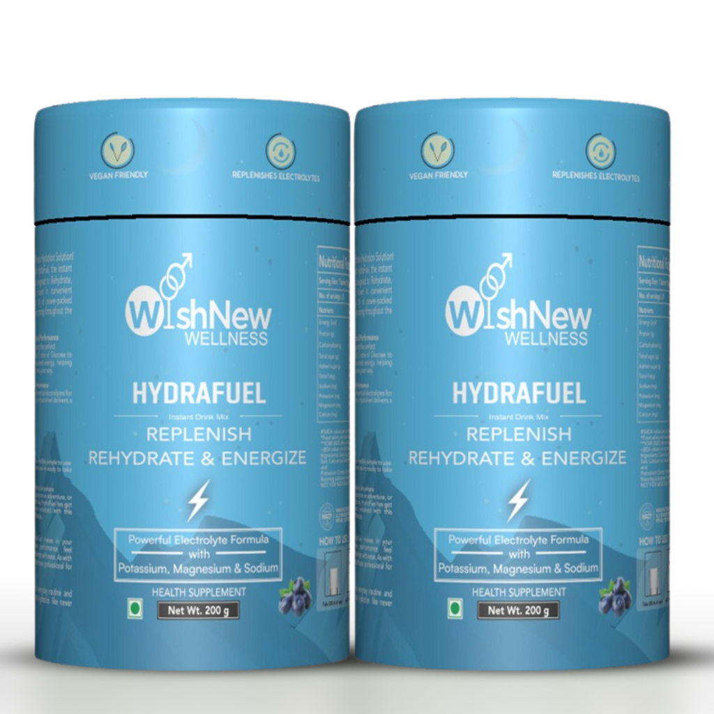 WishNew Wellness HydraFuel: Prime Electrolyte Energy Workout Drink Mix | Get Daily Hydration & Instant Energy Boost | Blueberry Flavor with natural Sweetness| 20 Sachets | Suitable for Men & Women Pack of 2