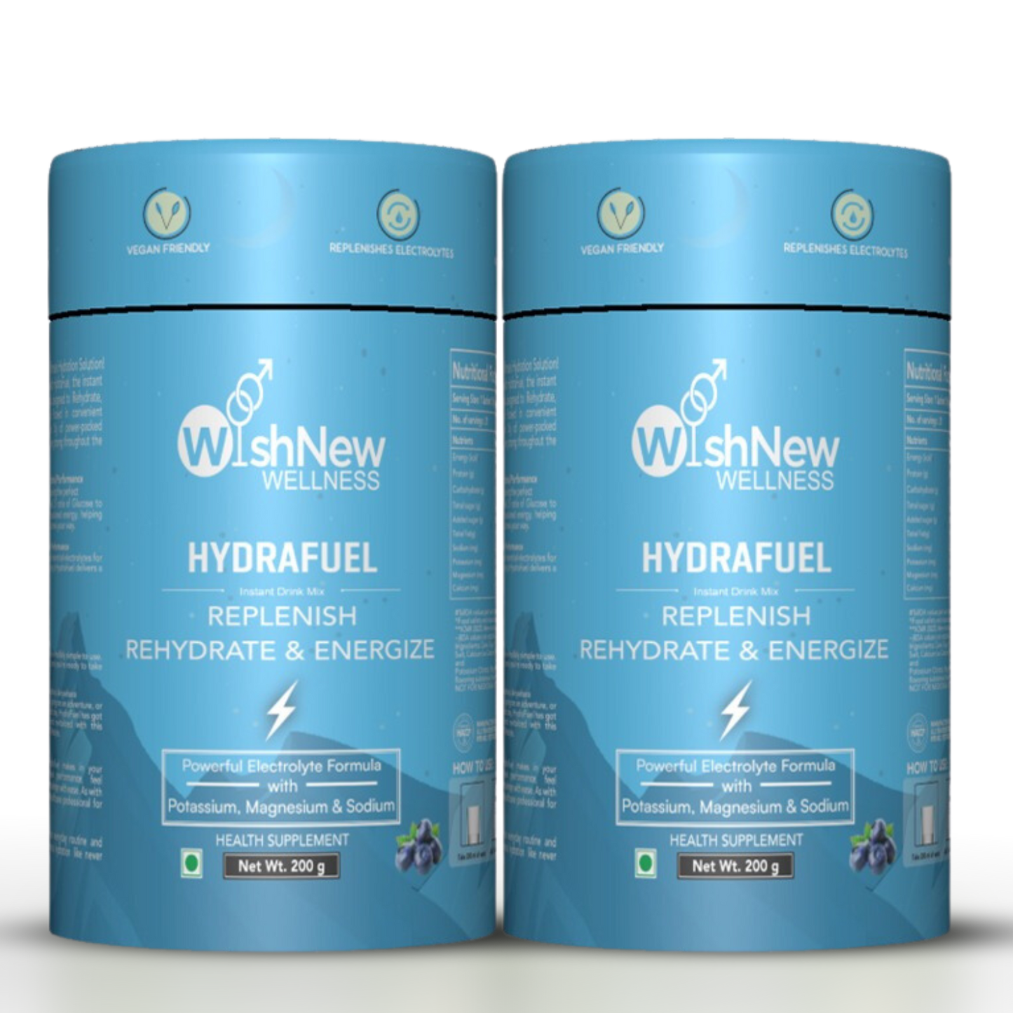 WishNew Wellness HydraFuel: Prime Electrolyte Energy Workout Drink Mix | Get Daily Hydration & Instant Energy Boost | Blueberry Flavor with natural Sweetness| 20 Sachets | Suitable for Men & Women Pack of 2