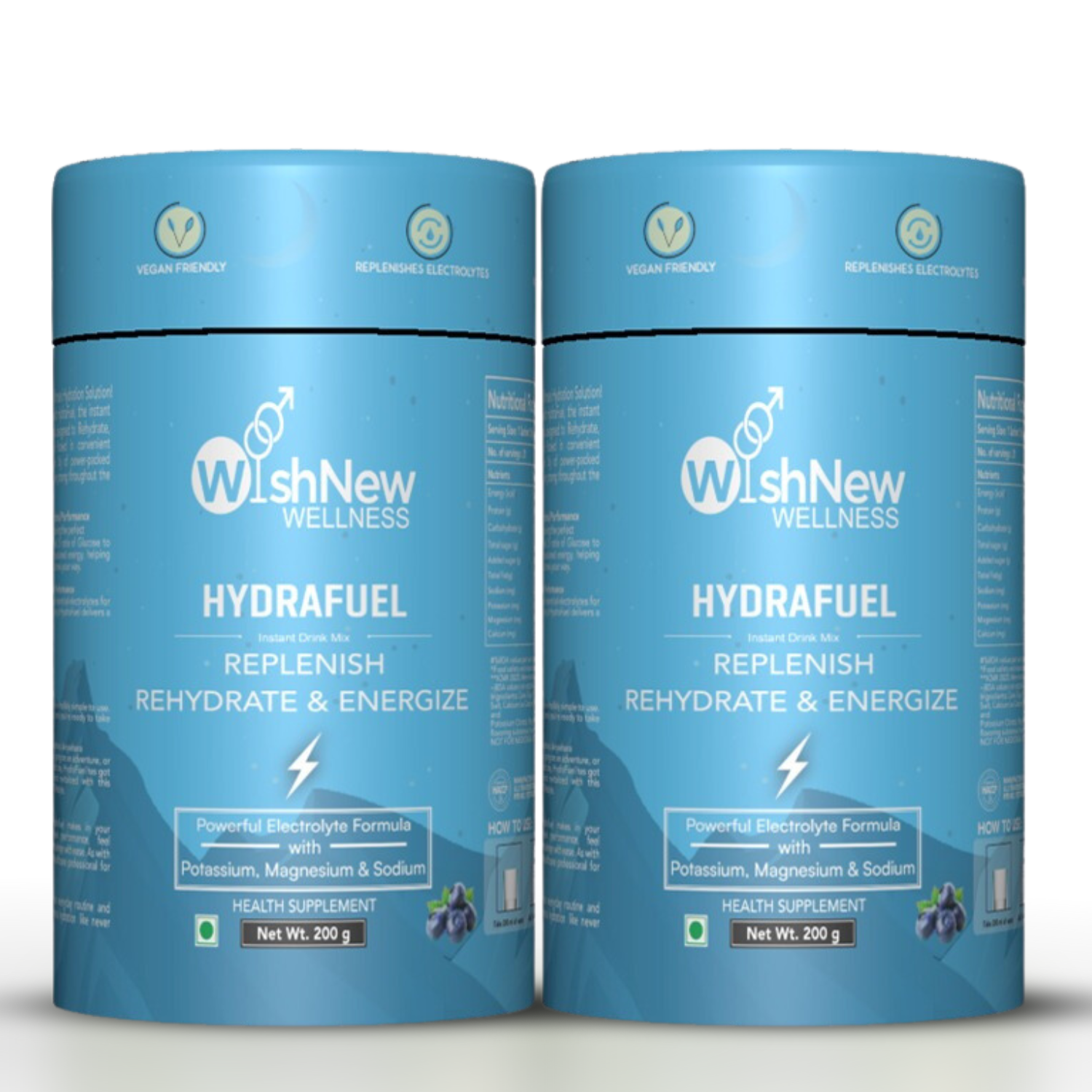 WishNew Wellness HydraFuel: Prime Electrolyte Energy Workout Drink Mix | Get Daily Hydration & Instant Energy Boost | Blueberry Flavor with natural Sweetness| 20 Sachets | Suitable for Men & Women Pack of 2