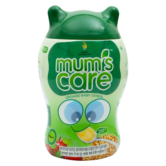 Mums Care Organic baby cereal | From 6 months | Organic cereal | source of Protein & fiber | 300gm | Wheat & Apple