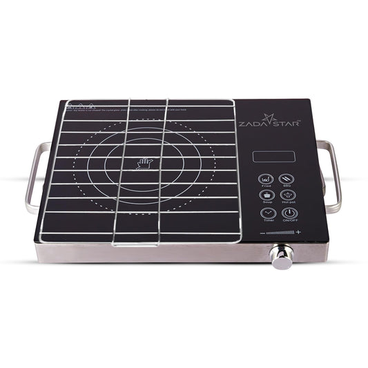 ZADASTAR ZS INFRARED COOKTOP WITH KNOB AND STAINLESS STEEL GRILL | Use All Kinds of Utensils and Dishes | 2200W Power | Cooking Presets | LED Display | 1 YEAR WARRANTY