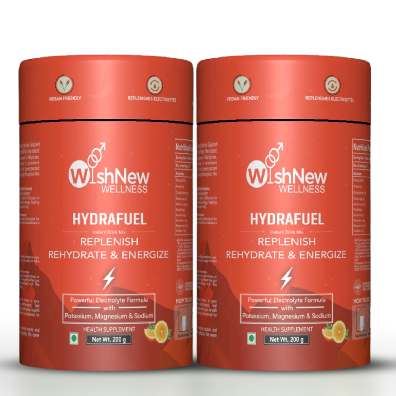 WishNew Wellness HydraFuel: Prime Electrolyte Energy Workout Drink Mix | Get Daily Hydration & Instant Energy Boost | Tangy Orange with natural Sweetness| 20 Sachets | Suitable for Men & Women Pack of 2