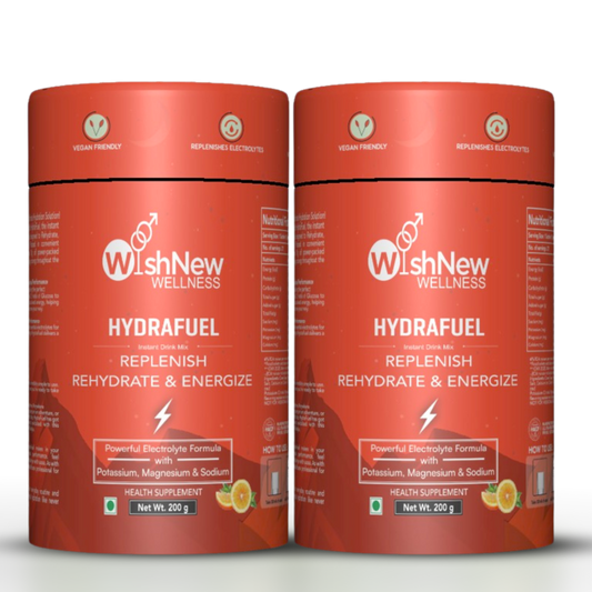 WishNew Wellness HydraFuel: Prime Electrolyte Energy Workout Drink Mix | Get Daily Hydration & Instant Energy Boost | Tangy Orange with natural Sweetness| 20 Sachets | Suitable for Men & Women Pack of 2