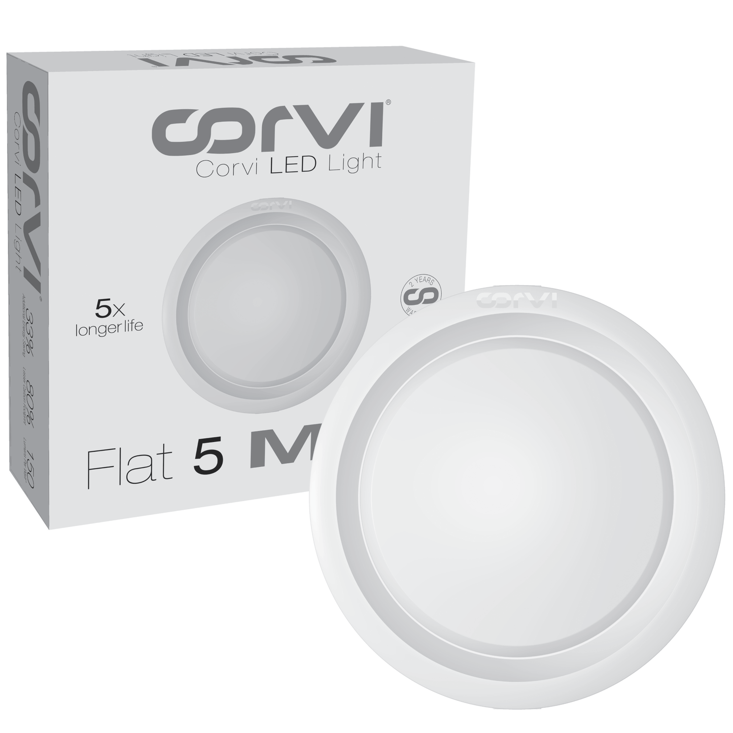 CORVI LED Flat 5 Round False Ceiling Light | 18 Watts illumination using 12 Watts power | Dimmable & Driverless | Backlit for Maximum Output | 4000K Easy White (P1)