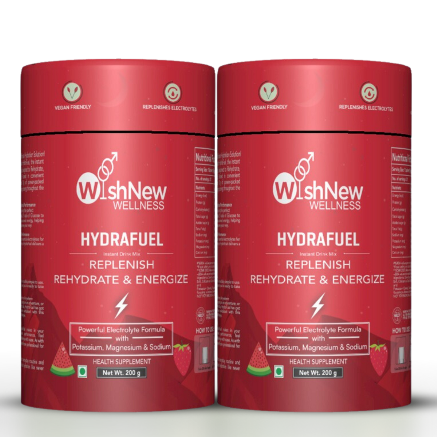WishNew Wellness HydraFuel: Prime Electrolyte Energy Workout Drink Mix | Get Daily Hydration & Instant Energy Boost | Strawberry-Watermelon with natural Sweetness| 20 Sachets | Suitable for Men & Women Pack of 2