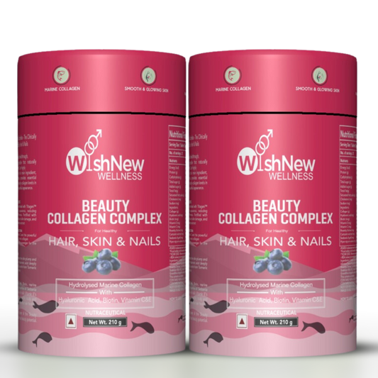 WishNew Wellness BEAUTY COLLAGEN COMPLEX, 21 Servings | Berry Flavor | Nourishment for Healthy Hair, Skin & Nails | 1 Sachet (10g) Daily Pack of 2