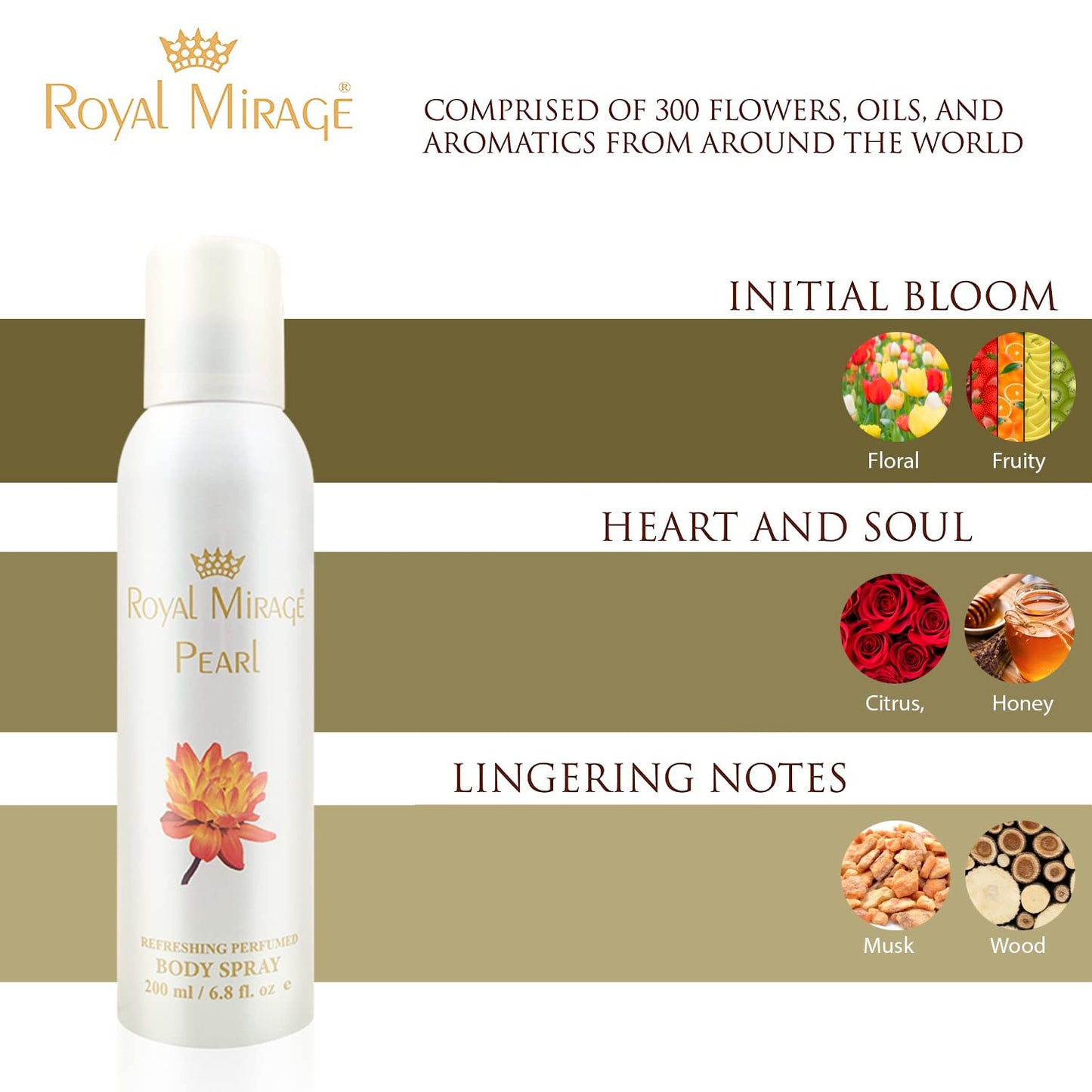 Royal Mirage Body Deodorant Spray 200ml (Pearl)