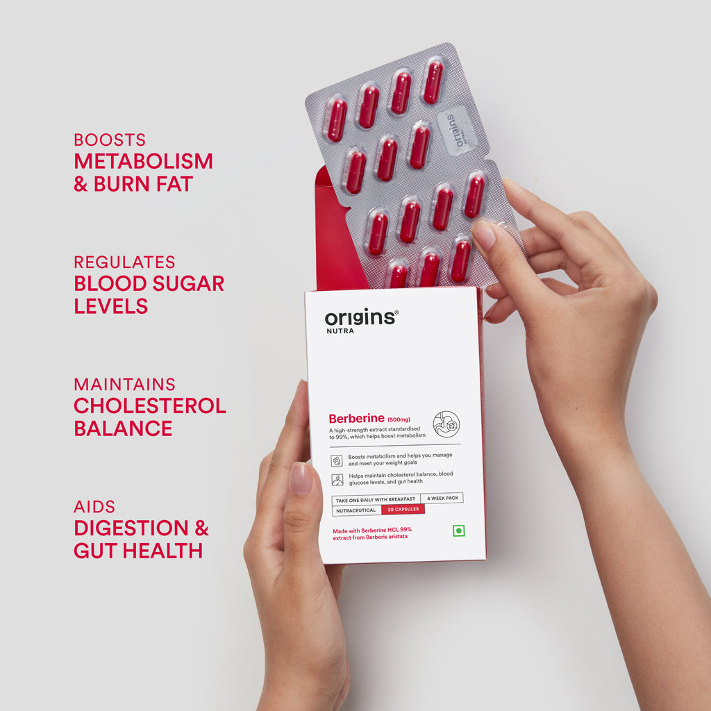 Origins Nutra Berberine |Boost Metabolism & Energy Levels, Help Manage Blood Sugar |Berberine |GMP Certified | For Men & Women | 28 Veg Capsules Pack of 3