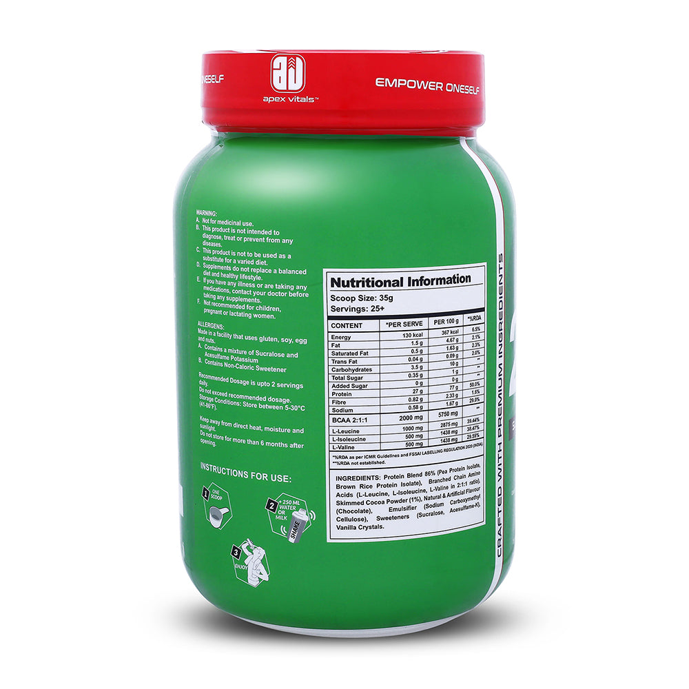 Apex Vitals 2 Plant Life - Natural Vegan Plant Protein Powder | Pea & Brown Rice Isolate|27g Protein, 2000mg BCAA| Easy to Digest |FDA, EFSA & FSSAI Certified |Vegan| Coconut Vanilla - 2 lbs, Shaker, Samples