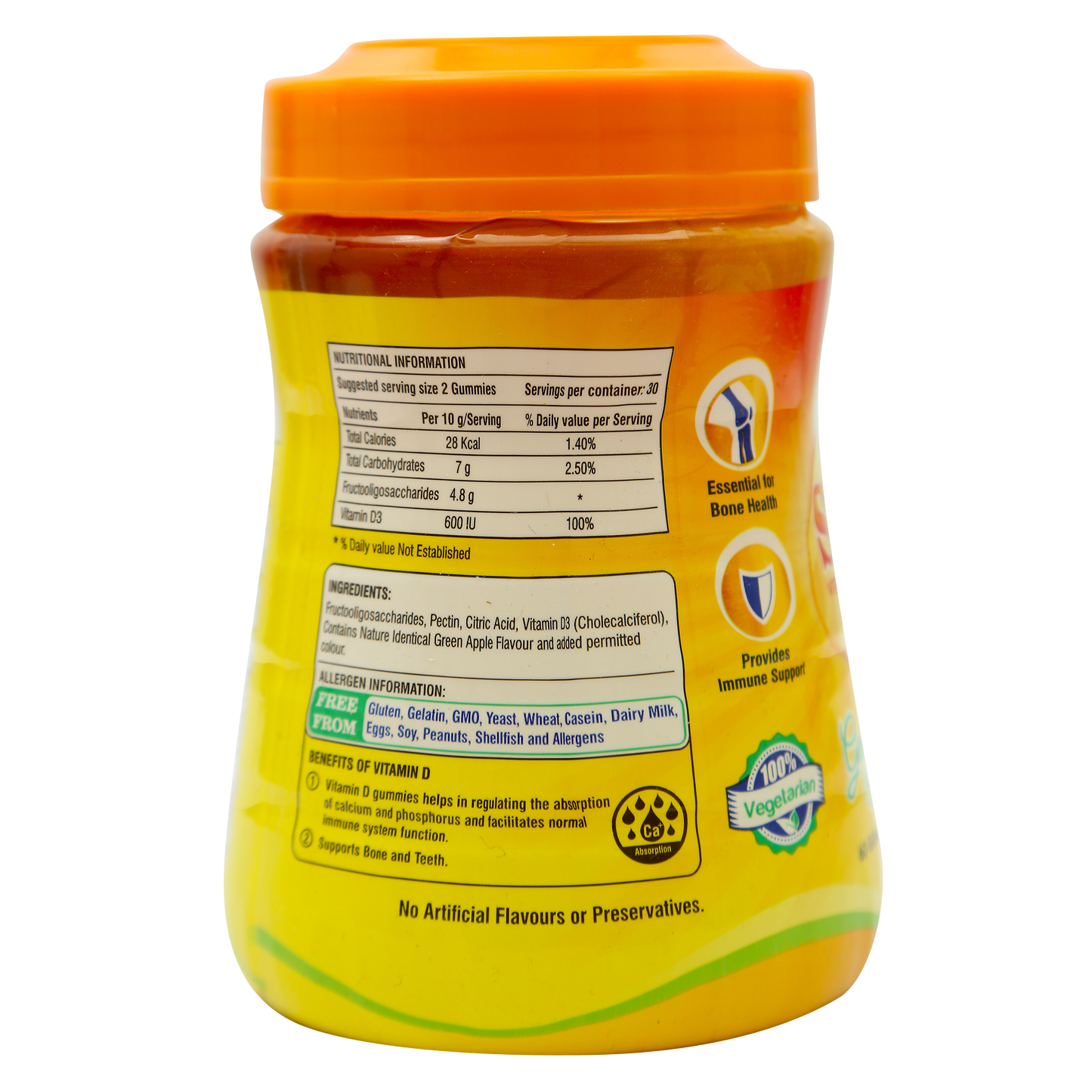 Sirus Vitamin D3 Gummies | Supports Immune System, Bones, Teeth, Brain and Nervous System | Sugar Free | Green Apple Flavor | 60 Gummies | Gluten Free | 300 g - British Biologicals