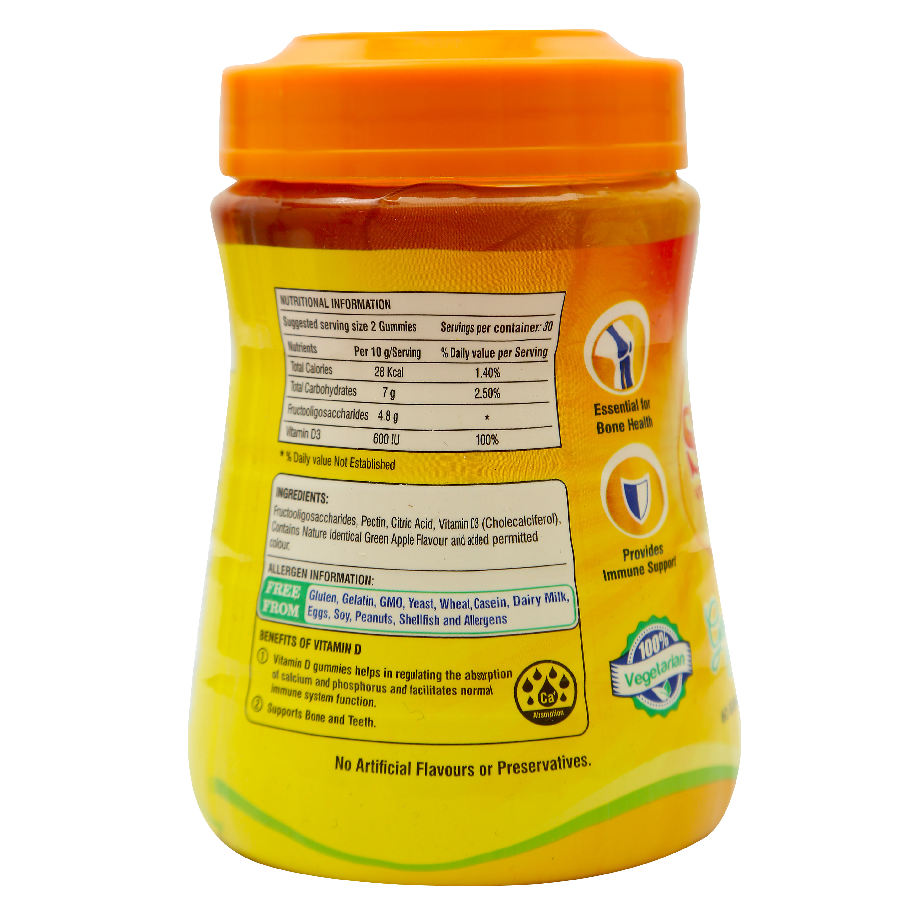 Sirus Vitamin D3 Gummies | Supports Immune System, Bones, Teeth, Brain and Nervous System | Sugar Free | Green Apple Flavor | 60 Gummies | Gluten Free | 300 g - British Biologicals
