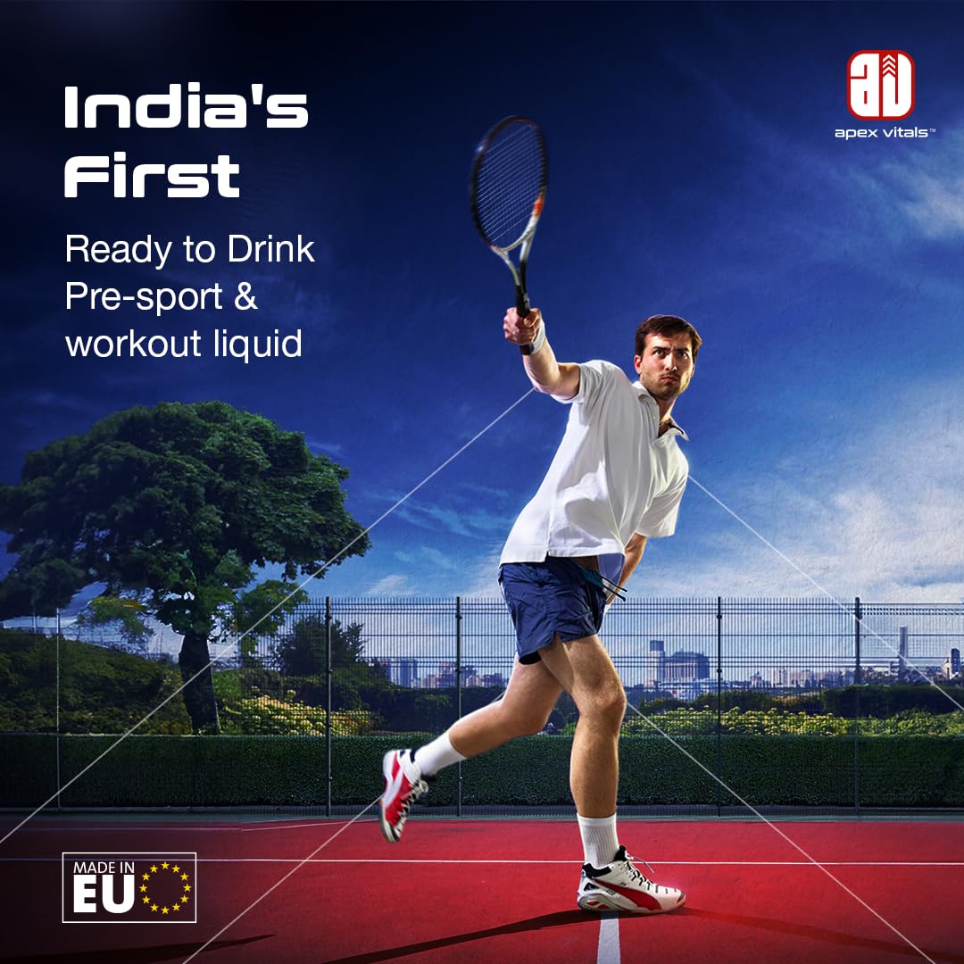 Apex Vitals Alpha 1 Liquid Pre Sports RTD|Made In Europe|FDA,EFSA & FSSAI Certified|Natural Spring Water(Mohai Agnes),Beta Alanine,Taurine,Naicin & Caffeine|Energy,Focus & Performance|BlackCurrant Flavour