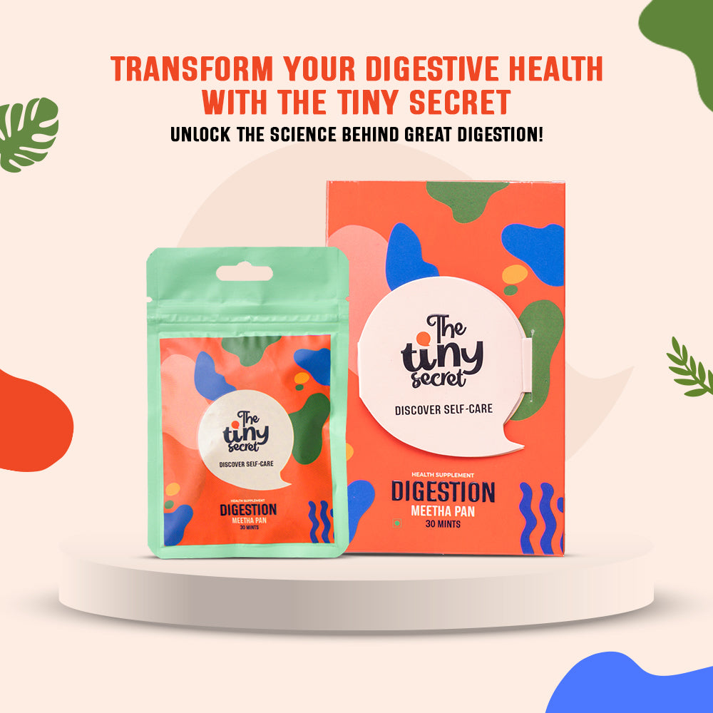 The Tiny Secret Digestion Fit Mints | Metabolic Booster | Zero Sugar & Low Calorie | Protects Gut from Infection | With FOS Prebiotics & 10 Billion Cfu Probiotics | Meetha Pan Flavour | 30 Mints Pack of 2