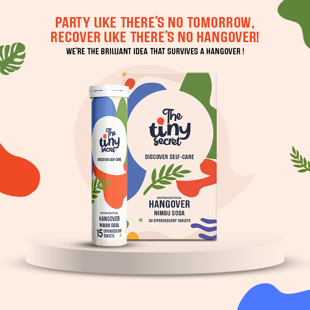 The Tiny Secret Hangover Nimbu Soda Flavoured Fizz | 30 Fizz Tablets | 100% Organic | Goodness of Liquorice & Amla | Zero Sugar, Low Fat & Low Calorie | 6 super foods and 6 Vitamins & Minerals | Relief from Hangover |Nimbu Soda Flavour