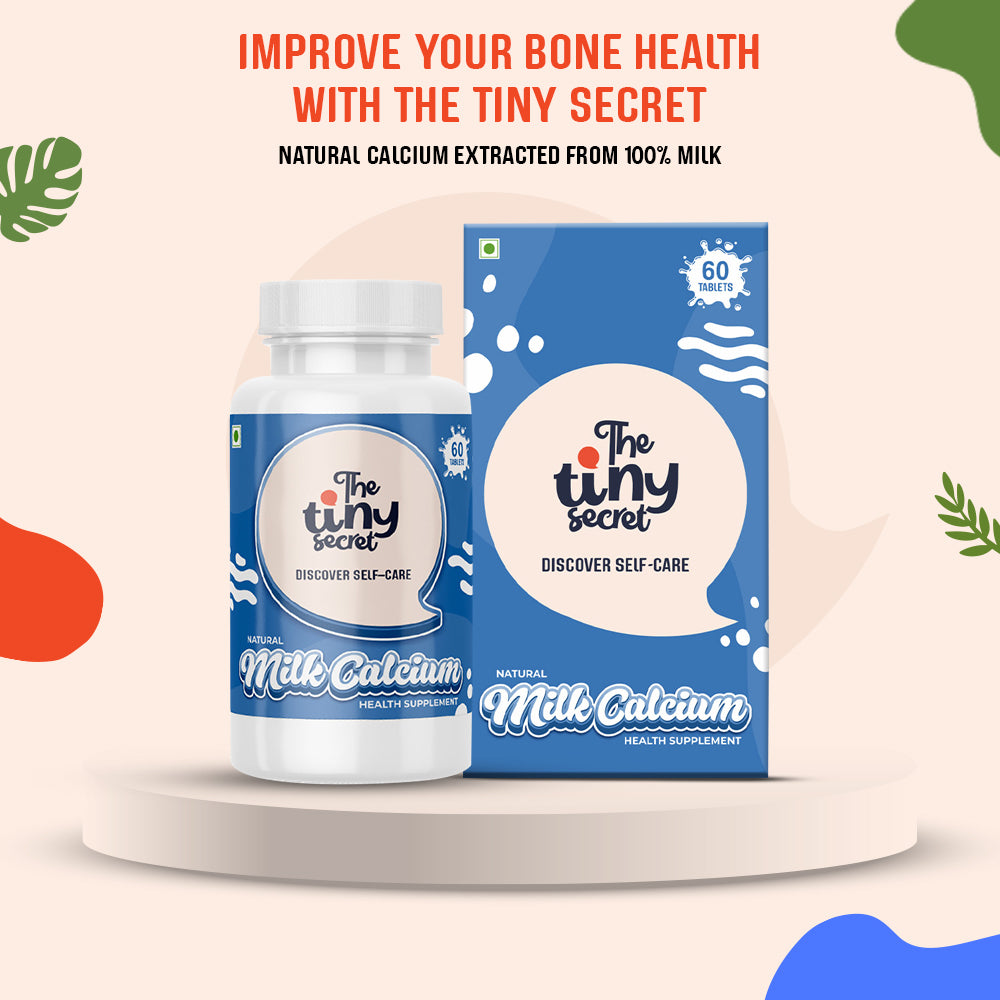 The Tiny Secret Natural Milk Calcium Tablets | Supports Bone, Teeth & Gum Health | With Dual Absorption Mechanism | Fortified With vitamin D3 | 60 Tablets
