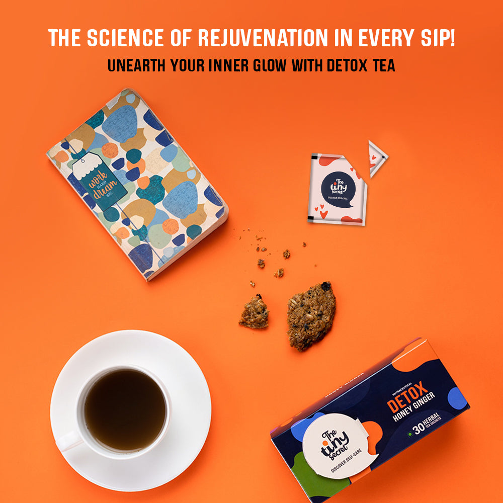 The Tiny Secret Detox Tea Totaler | Supports Overall Health & Detoxification | Caffeine Free | Zero Sugar, Low Fat & Calorie | With 6 Super Herbs | Honey Ginger Flavour | 30 Tea Sachets