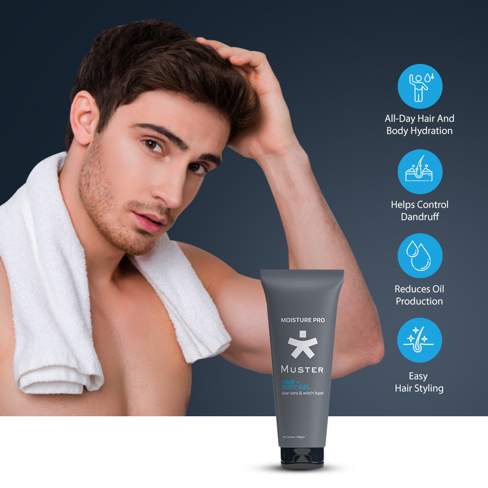 Muster Men Combo - Deo Stick & Hair & Body Gel | Aluminum-Free Deo Stick | Anti-Odour Formula | All-Day Freshness | Aloe Vera Hair & Body Gel | Gentle Care for Hair & Body | Men Grooming Essentials