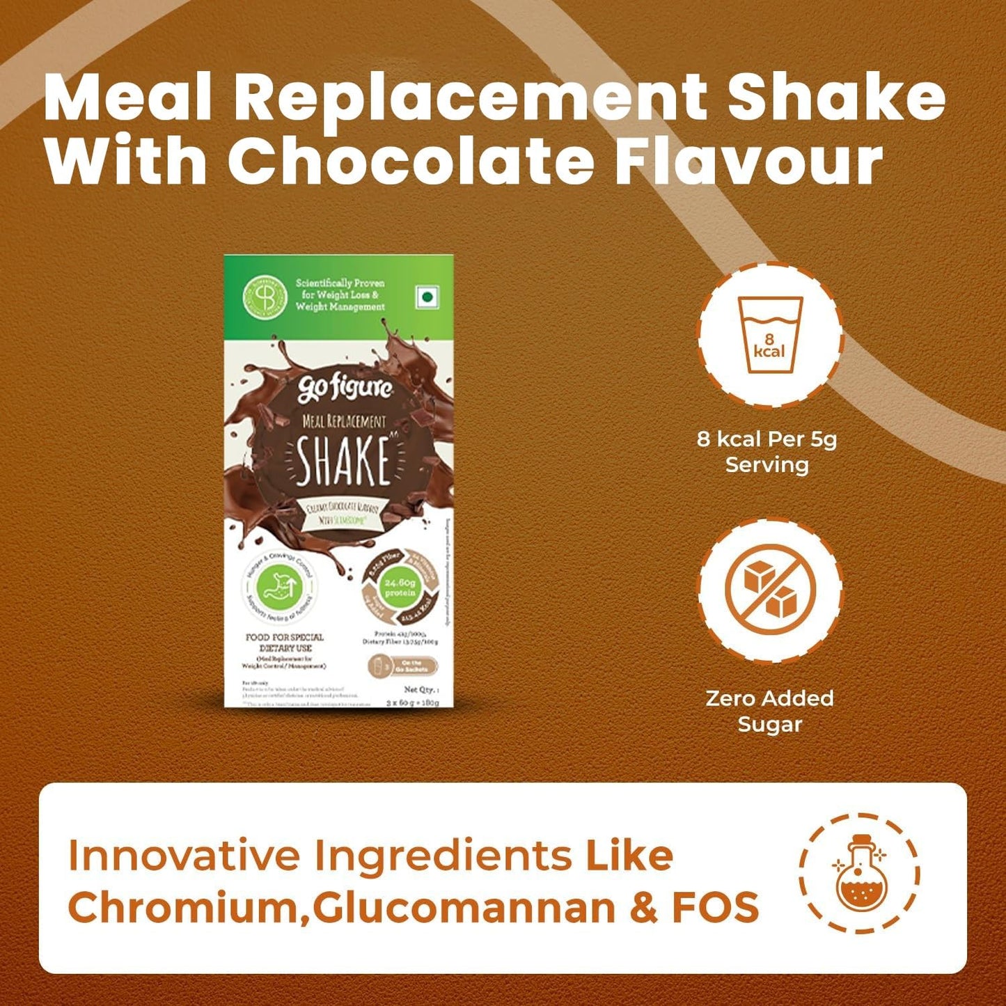 GoFigure Meal Replacement Shake 3 x 60g Sachets | Slimbiome Protein Powder for Weight Loss & Gut Health | Creamy Chocolate Flavor | Energy, Metabolism Support | Weight Management Drink for Men & Women