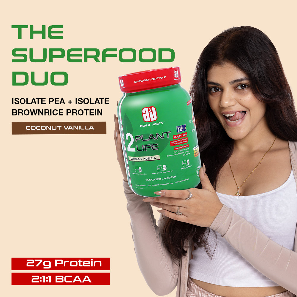 Apex Vitals 2 Plant Life| Plant Protein Powder for Men & Women| Organic Pea & Brown Rice Isolate|27g protein + 2000mg BCCA| Made in EU| FDA, EFSA & FSSAI Approved| Coconut Vanilla- 2lbs