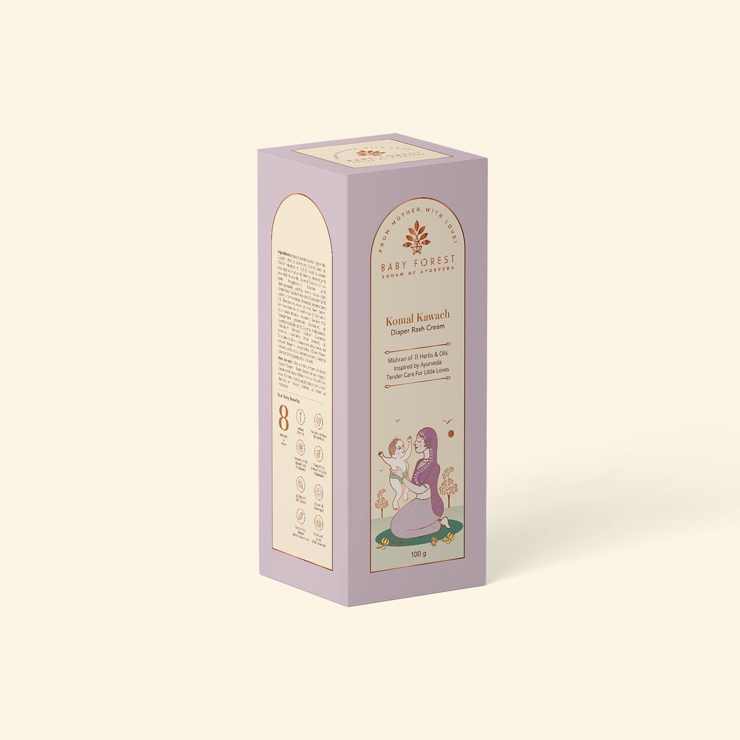 BABY FOREST Dulaar Pyar Talc-Free Baby Powder 200 gm with Komal Kawach Diaper Rash Cream 100 gm