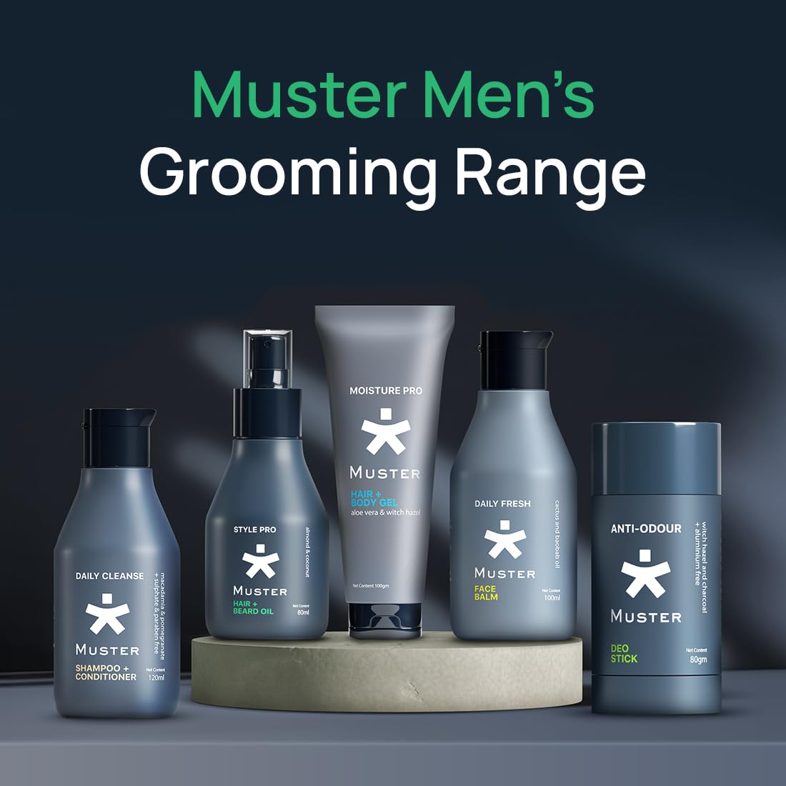 Muster Style Pro Hair & Beard Oil | 80 ML | Non-Greasy Formula | Styling Hair & Beard Spray | Almond & Coconut Oil | Deep Moisturization | Scalp & Skin Care