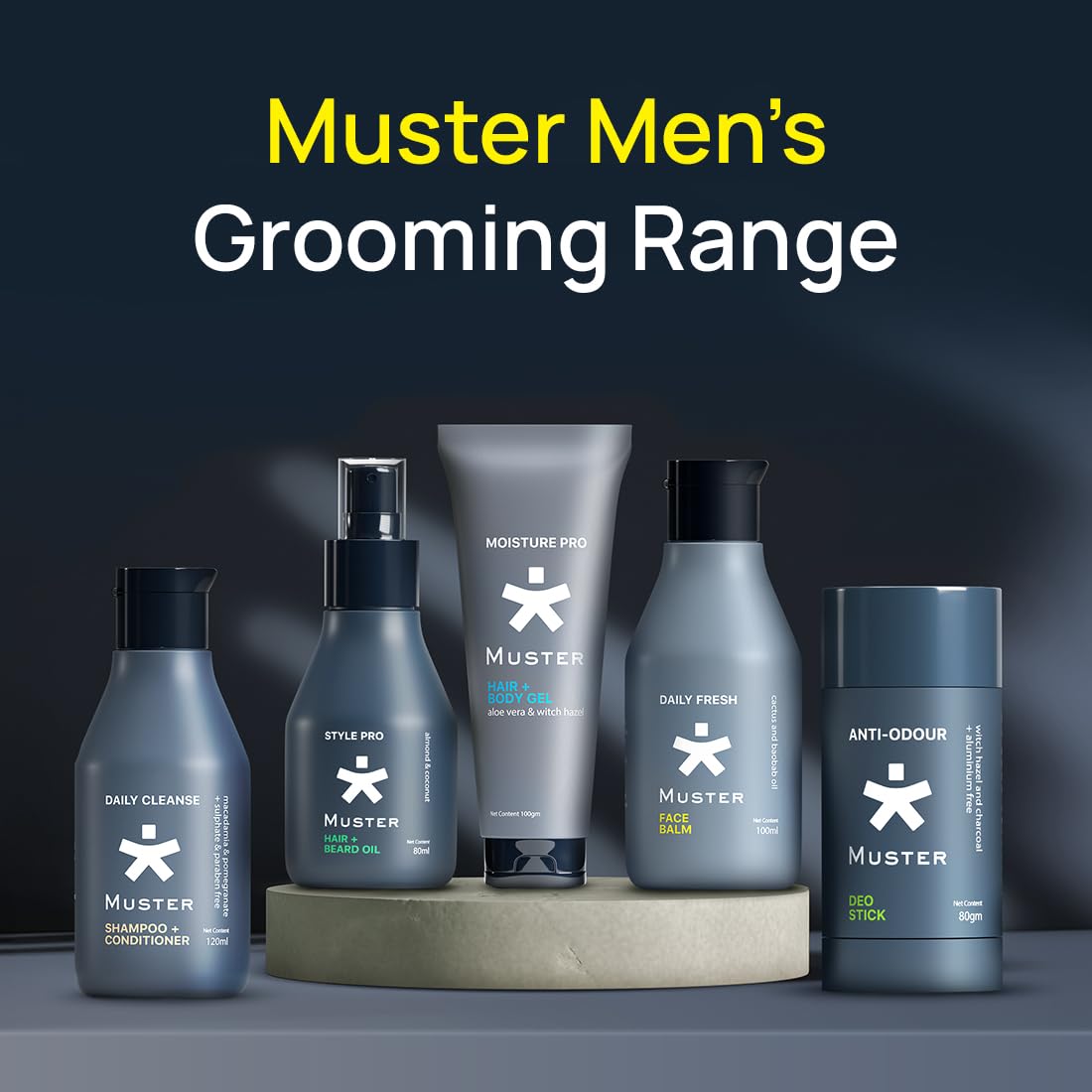 Muster Daily Fresh Face Balm for Men | 100 ML | After Shave | Reduces Dark Spots | Hydrates & Soothes | Cactus & Baobab Oil | Antioxidant-Rich