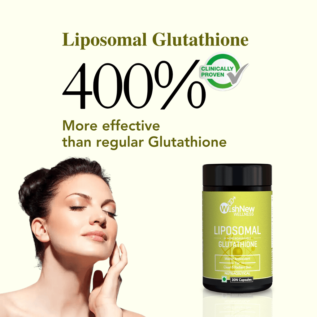 Wishnew Wellness LIPOSOMAL GLUTATHIONE Capsules - For Youthful & Radiant Skin | Immune Health | 30 Vegetarian Capsules - With Enhanced Bioavailability & Antioxidant Support | Suitable for Men & Women