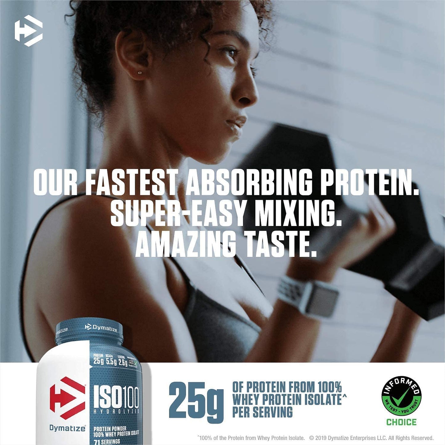 Dymatize Nutrition ISO 100 Whey Protein Isolate Powder - 2.26 kg (Gourmet Chocolate)