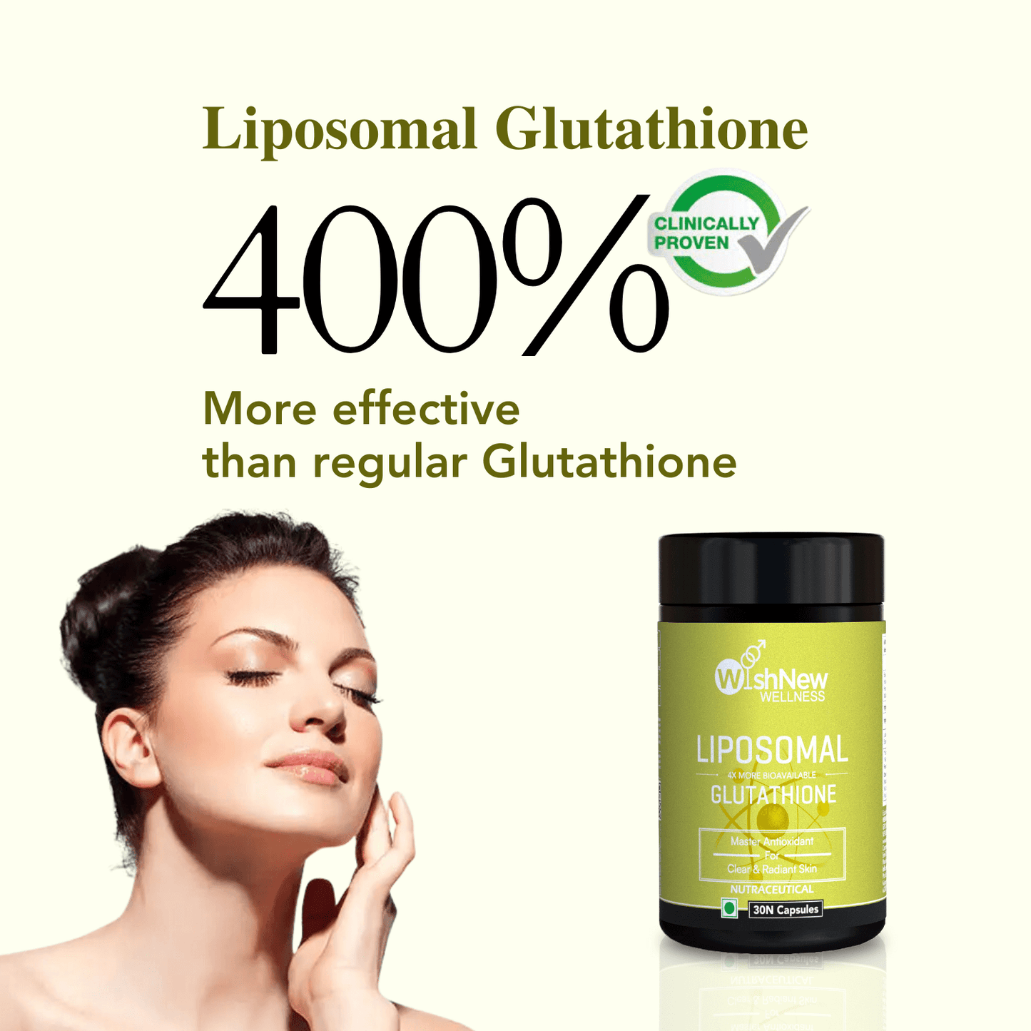 Wishnew Wellness LIPOSOMAL GLUTATHIONE Capsules - For Youthful & Radiant Skin | Immune Health | 30 Vegetarian Capsules - With Enhanced Bioavailability & Antioxidant Support | Suitable for Men & Women Pack of 2
