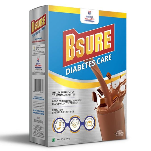 Bsure Diabetes Care- Balanced Vital Nutrients to Manage Blood Sugar, Weight & Strength Chocolate Flavour- 400gm.