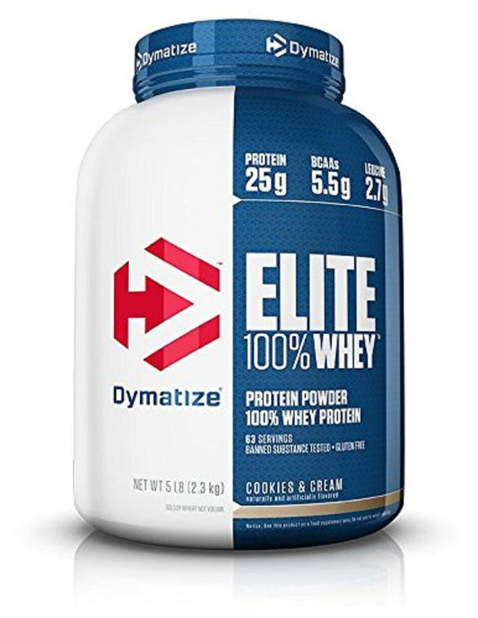 Dymatize Nutrition Dymatize Elite 100% Whey Protein Supplement Powder, Pre and Post Workout Protein Powder, 5 lbs, 2.26 kg, Cookies And Cream