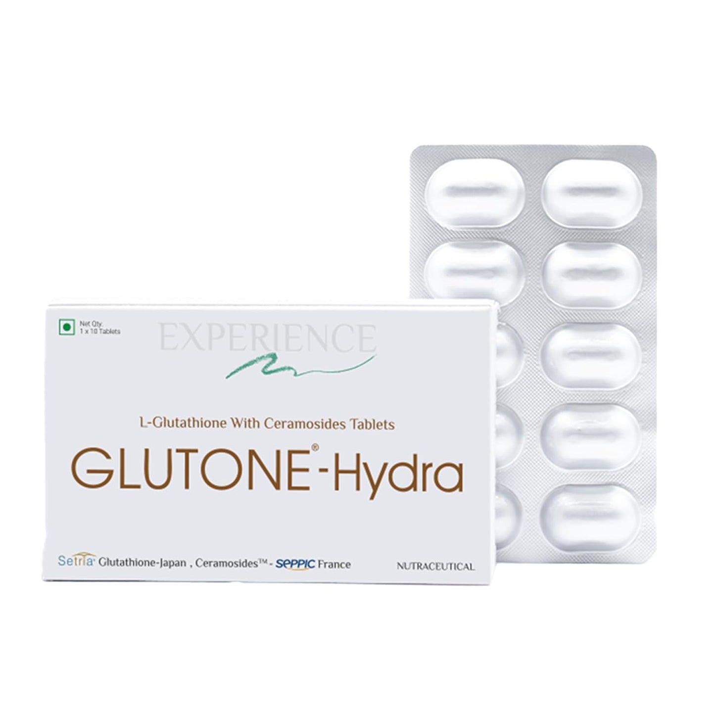 Glutone-Hydra | Setria Glutathione with Ceramosides Tablets for Dry Skin | For Glowing Hydrated Skin | Pack of 10 Tablets