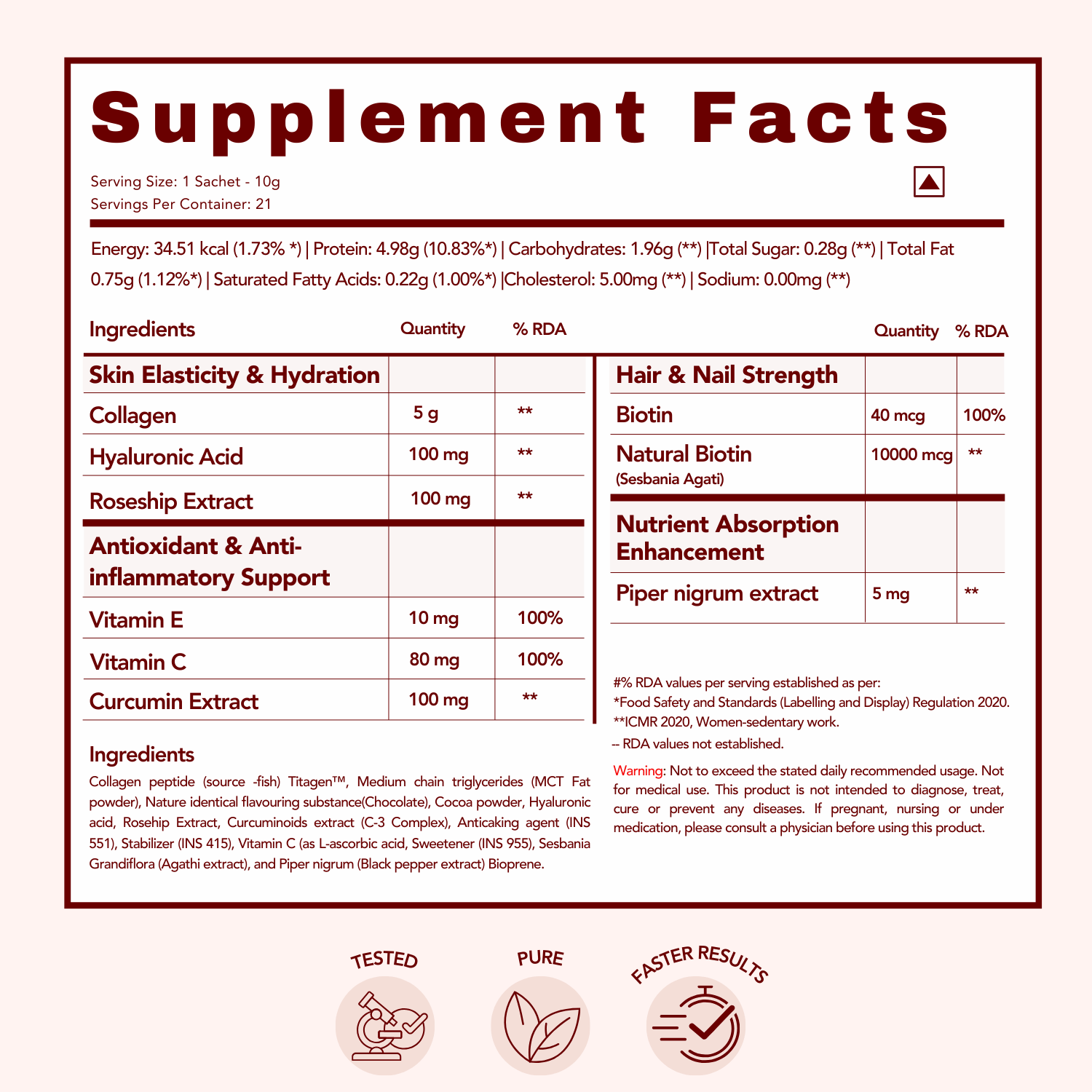 WishNew Wellness BEAUTY COLLAGEN COMPLEX | Enhanced Hair, Skin, Nails Health | 21 Servings of Nutrient-Rich Sachets | Hyaluronic Acid, Biotin, Vitamins C & E | Natural Chocolate Flavor Pack of 2
