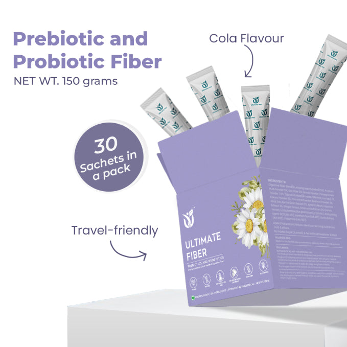 Ultimate Fiber | Prebiotics and Probiotics | Cola Flavour | 20+ Ingredients | Improves Gut & Digestive Health, Manage Weight, Maintain Blood Sugar Levels, Reduce Bloating | 150 Grams