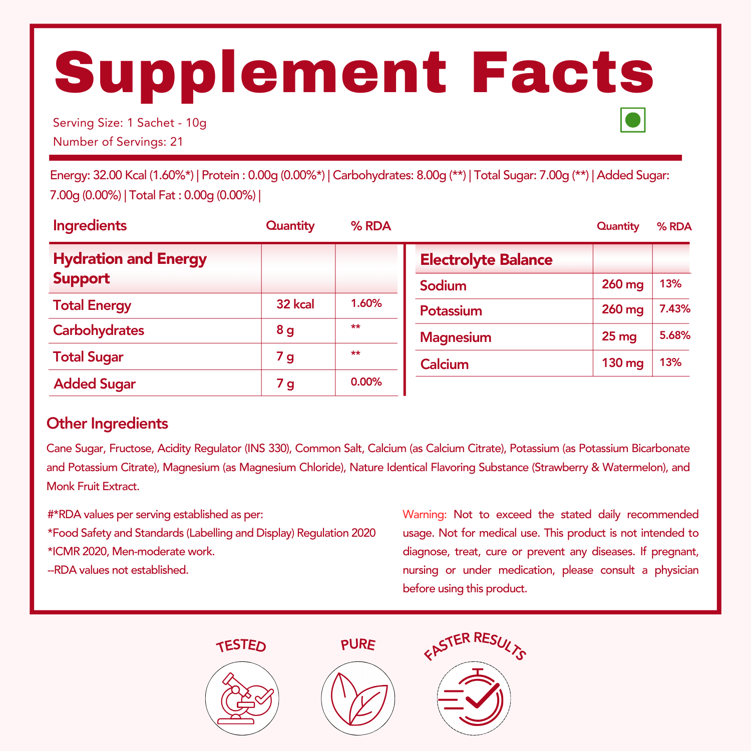 WishNew Wellness HydraFuel: Prime Electrolyte Energy Workout Drink Mix | Get Daily Hydration & Instant Energy Boost | Strawberry-Watermelon with natural Sweetness| 20 Sachets | Suitable for Men & Women
