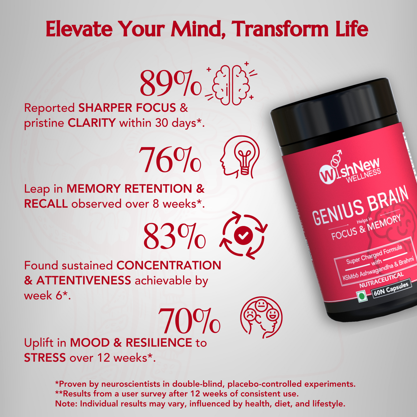 Wishnew Wellness Men's Performance Trio: Daily Ritual Multivitamin Men 18+ + Alpha Booster of Testo + Genius Brain