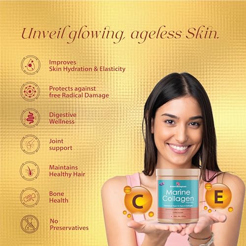 Marine Collagen Supplements for Women & Men, 200g | Supports Glowing Skin | Naturl Moisturiser | Supports healthy Nails, Hair & Skin | - Supports Damaged Skin | 200g | Unflavoured - British Biologicals