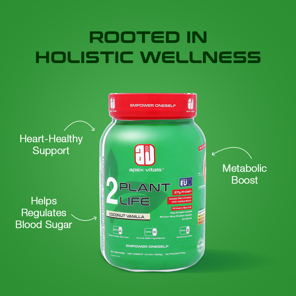 Apex Vitals 2 Plant Life| Plant Protein Powder for Men & Women| Organic Pea & Brown Rice Isolate|27g protein + 2000mg BCCA| Made in EU| FDA, EFSA & FSSAI Approved| Coconut Vanilla- 2lbs